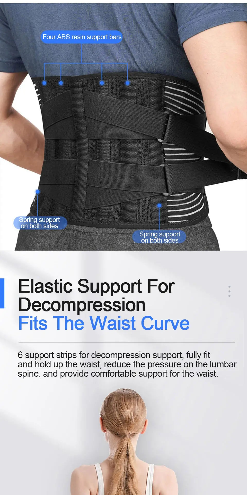 Anti-skid Orthopedic Lower Back Brace with 6 Stays