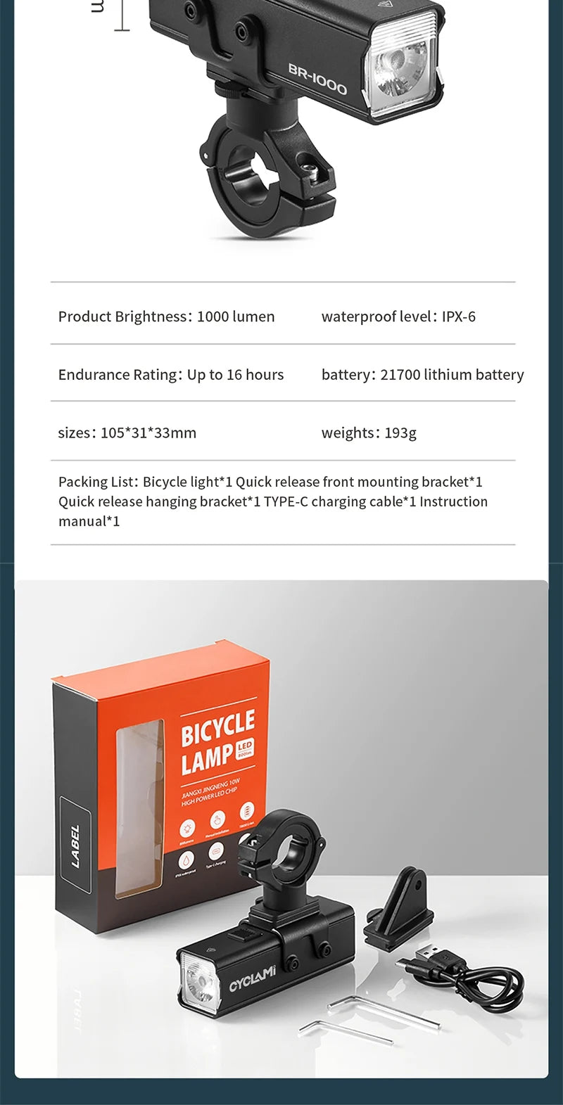 Rechargeable Bicycle Flashlight